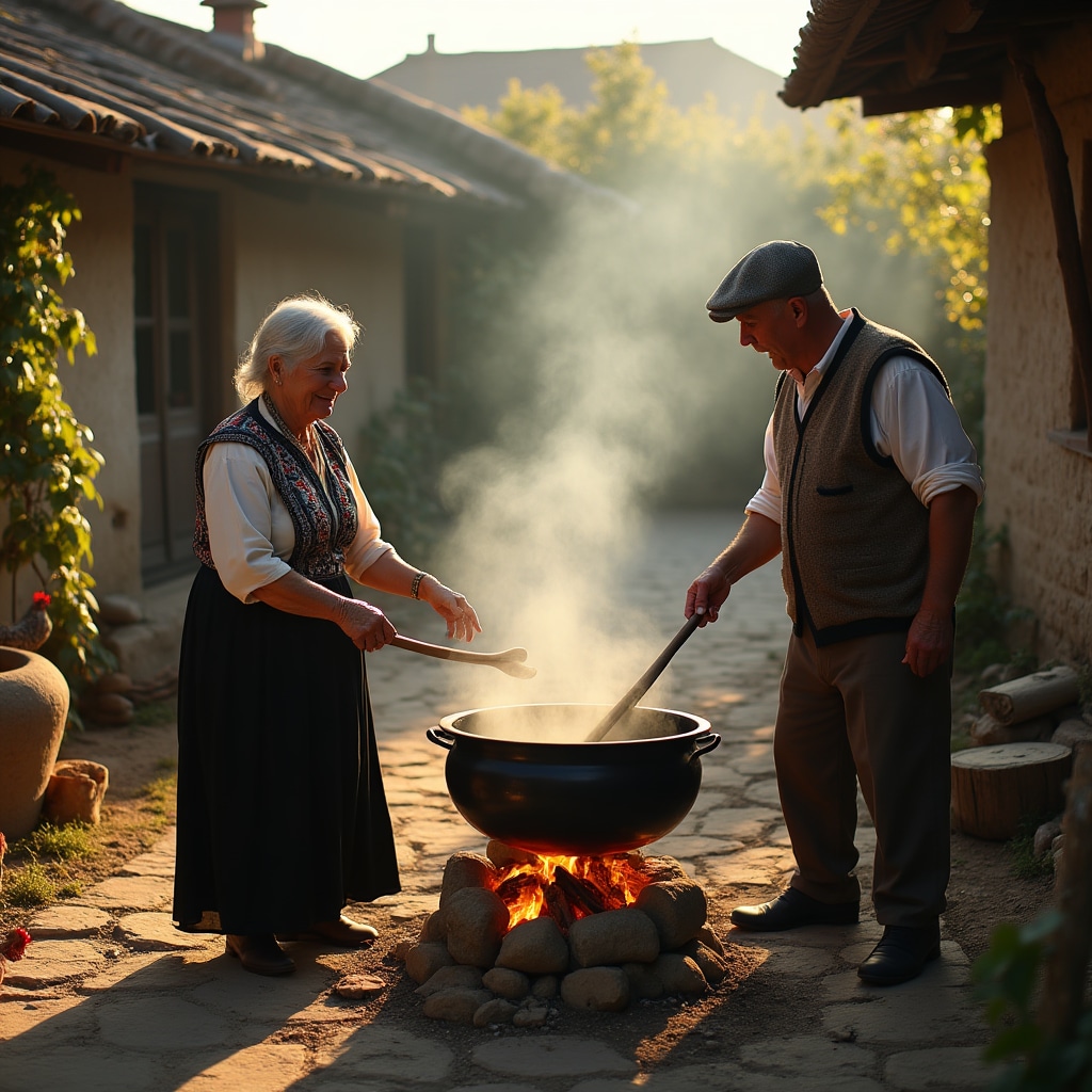 Scenă de gătit în mediul rural